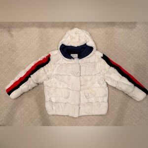 Elegant Fur Jacket with Hood & Stripes